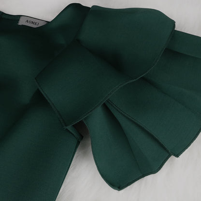 Women'S plus Size Slim-Fit Green Evening Gown with Split Ends