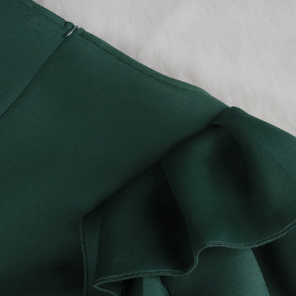 Women'S plus Size Slim-Fit Green Evening Gown with Split Ends